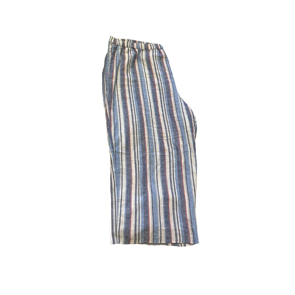 Ruby Rd. Blue Multicolor Striped Linen Capris 2X (42”waist)